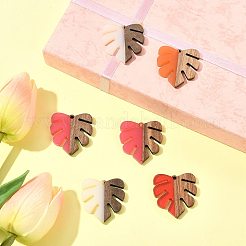 6Pcs Resin & Walnut Wood Pendants&nbsp;RESI-FS0002-21