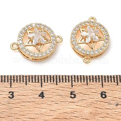 Brass Micro Pave Clear Cubic Zirconia Connector Charms&nbsp;CU-CBA3F77-09G