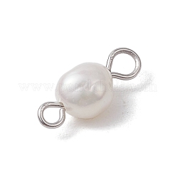 Natural Freshwater Pearl Potato Connector Charms&nbsp;PALLOY-JF03201-02