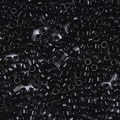 ガラスシードビーズ  機械刺繍に適合  不透明色の光沢  ラウンド  ブラック  2x1.5mm  穴：1mm  約30000個/袋&nbsp;SEED-S042-03B-01