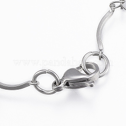 変色しにくい304ステンレススチールチャームブレスレット  ハート  ステンレス鋼色  8-1/4インチ（210mm）&nbsp;BJEW-H528-01P