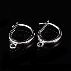 変色防止ロジウムメッキ 925スターリングシルバーフレンチフックピアス金具  ウィットループ  プラチナ  14x10x2mm  穴：1.4mm  ピン：0.7mm&nbsp;X-STER-I017-087P