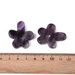 天然石アメジストペンダント  花のチャーム  34~35x29.5~31x6~7mm  穴：5mm&nbsp;G-T142-44E