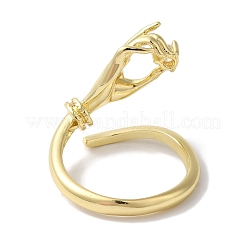 真鍮マイクロパヴェクリアキュービックジルコニアハンドオープンカフリング女性用  18KGP本金メッキ  内径：17mm&nbsp;RJEW-C098-14G