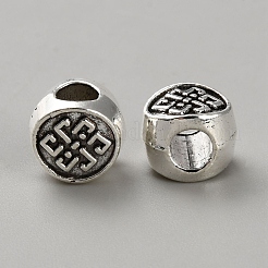 チベット風合金ヨーロピアンビーズ  大穴ビーズ  フラットラウンド  アンティークシルバー  10x9x7.5mm  穴：4.5mm&nbsp;FIND-CJC0024-10AS