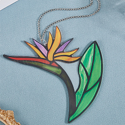 Bird of Paradise Flower Stained Acrylic Pendant Decoration&nbsp;HJEW-WH20003-24C