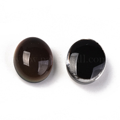 ガラスカボション  変化する色の雰囲気のカボション  オーバル  ブラック  12x10x6.5mm&nbsp;X-GLAA-R218-01