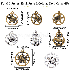 24個6スタイルチベットスタイルアロイペンダント  図形を混ぜます  ミックスカラー  29.5~33.5x23.5~29x3.5mm  穴：1.8~2mm&nbsp;TIBE-SC0009-22