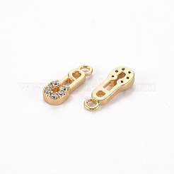 真鍮マイクロパヴェクリアキュービックジルコニアチャーム  ニッケルフリー  安全ピン  18KGP本金メッキ  12.5x4x2mm  穴：1.4mm&nbsp;KK-S356-457-NF