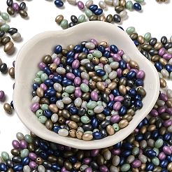 焼付塗装ガラスシードビーズ  オーバル  ブラック  5x3.5mm  穴：0.8mm  約5000個/ポンド&nbsp;SEED-C004-04B