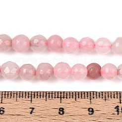 染め加工天然石ホワイトジェイドビーズ連売り  ラウンド  多面カット  ピンク  5.5~6.2mm  穴：1mm  約65~66個/連  14.76~15.16''（37.5~38.5センチメートル）&nbsp;G-T139-6mm-60-06