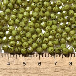 焼付塗装ガラスシードビーズ  双円錐形  黄緑  4.5x4mm  穴：1.1mm  約142個/10g&nbsp;X1-SEED-A032-02A-02