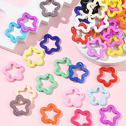 100個の不透明なアクリルパーツ  染め  スター  ミックスカラー  29.5x30x5mm  穴：1.8mm&nbsp;MACR-SP0001-92
