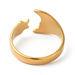 Ion Plating(IP) 304 Stainless Steel Star & Moon Open Cuff Ring for Women&nbsp;RJEW-E063-07G