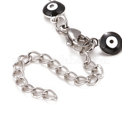 Enamel Oval with Evil Eye Link Chains Bracelet&nbsp;BJEW-P271-04P-03