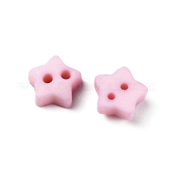 つや消しミニレジンボタン2つ穴  bjd 人形服アクセサリー  スター  パールピンク  6x6x2.5mm  穴：0.9mm  約100個/袋&nbsp;BUTT-WH0020-28G