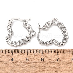 304ステンレススチールフープピアス  ハート  ステンレス鋼色  21x20.5x2mm&nbsp;EJEW-D364-01P