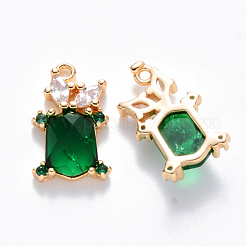 Brass Cubic Zirconia & Glass Charms&nbsp;KK-T049-058G-01-NF