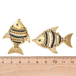 304ステンレススチールエナメルビッグペンダント  魚のチャーム  イオンプレーティング（ip）  18KGP本金メッキ  ブラック  52x34x4.5mm  穴：1.2mm&nbsp;STAS-Z193-09G-04
