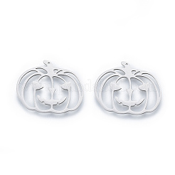 変色しない201ステンレススチールペンダント  カボチャのハロウィーンのカボチャのちょうちん  ハロウィンスタイル  ステンレス鋼色  23x28.5x1mm  穴：1mm&nbsp;LS-STAS-N090-LA918-1