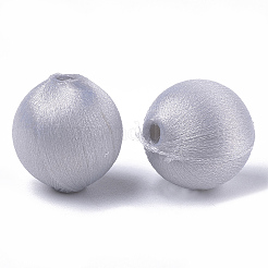 ポリエステル糸生地カバービーズ  abs樹脂  ラウンド  ライトグレー  20x21.5mm  穴：3mm&nbsp;WOVE-T007-20mm-08