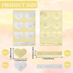 20 Sheets 2 Colors Heart & Rectangle Paper Self-Adhesive Embossed Stickers&nbsp;DIY-CP0010-59