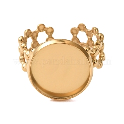 Hollow Flower 304 Stainless Steel Cuff Ring Components&nbsp;STAS-P454-03D-G