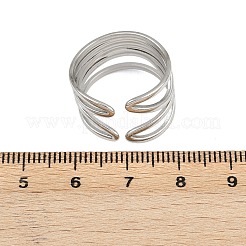 304ステンレススチール製調節可能な女性用オープンカフリング  ステンレス鋼色  14mm  内径: 調節可能&nbsp;RJEW-K299-02P