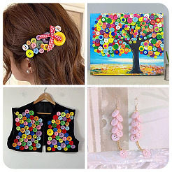 450Pcs 15 Styles Resin Buttons&nbsp;RESI-TA0004-13