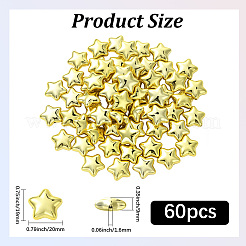 電気メッキ不透明アクリルビーズ60個  スター  黄金メッキ  19x20x9mm  穴：1.6mm&nbsp;PACR-PA0001-04B