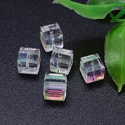 カット加工キューブ模造オーストリアクリスタルビーズ連売り  グレードAAA  クリアAB  4x4mm  穴：0.7~0.9mm  約100個/連  15.7インチ&nbsp;G-M184-4x4mm-02A