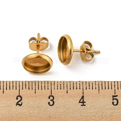 Ion Plating(IP) 316 Stainless Steel Flat Round Stud Earring Settings&nbsp;STAS-I017-02G-01