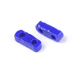 2穴不透明ガラスシードビーズ  長方形  ブルー  4.5~5x2x1~1.5mm  穴：0.5~0.8mm&nbsp;SEED-S023-21A-07