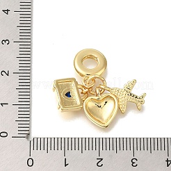 Brass Cubic Zirconia Travel European Dangle Charms&nbsp;KK-R002-20G-02