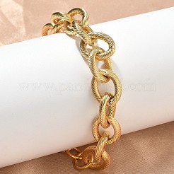 304ステンレススチール製ツイストオーバルリンクチェーンブレスレット（女性用）  ゴールドカラー  7.28インチ（18.5cm）&nbsp;BJEW-F533-02D-G