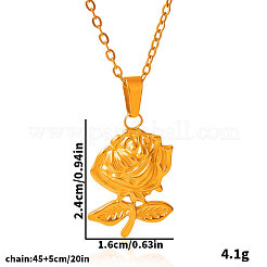 304ステンレススチール製ローズフラワーペンダントネックレス（女性用）  18KGP本金メッキ  17.72インチ（45cm）&nbsp;WN8082-2