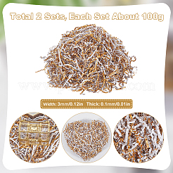 2セットの紙シュレッドフィラー  ギフトラッピングとバスケット詰め用  ゴールド  3x0.1mm  100 G /セッティング&nbsp;OCOR-SP0001-09B
