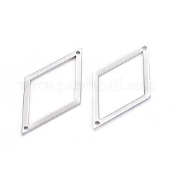変色しにくい201ステンレススチールリンクコネクター  菱形  ステンレス鋼色  33.5x18x1mm  穴：1mm&nbsp;STAS-Q129
