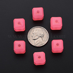 模造ゼリーアクリルビーズ  キューブ  ショッキングピンク  11.5x11x11mm  穴：2.5mm  約528個/500g&nbsp;MACR-S373-89-E09