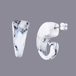 天然石風スタイルのアクリルスタッドピアス  304ステンレススチールスタッドピアス金具とゴム製イヤーナット付き  乳白色  28x18x14mm  ピン：0.8mm&nbsp;EJEW-JE03379-03