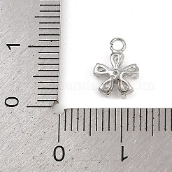 真鍮製マイクロパヴェキュービックジルコニアペンダント  花のチャーム  プラチナ  9x7.5x2.5mm  穴：1mm&nbsp;KK-S339-06P