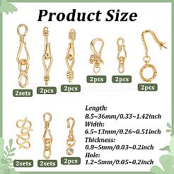 18Pcs 9 Styles Brass Hook and S-Hook Clasps&nbsp;KK-PH0013-63