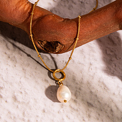 Simple and Elegant Natural Freshwater Pearl Potato Pendant Necklaces&nbsp;TT0391