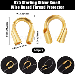 40個925スターリングシルバーワイヤーガーディアン  ゴールドカラー  4.5x4x1mm  穴：0.6mm&nbsp;STER-BBC0005-52