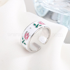 Brass Enamel Cuff Open Rings for Women&nbsp;WG9C2C8-01