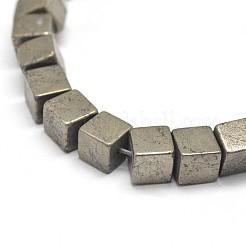 キューブ天然黄鉄鉱ビーズ連売り  3x3x3mm  穴：1mm  約127個/連  15.7インチ&nbsp;G-I126-17-3x3mm