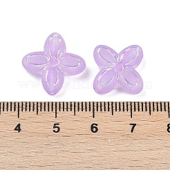 つや消し透明なアクリルビーズ  花  シルバーライン入り  ABカラーメッキ  スミレ  16.5x17x5.5mm  穴：1.8mm  約33個/20g&nbsp;X1-OACR-P029-09B-04