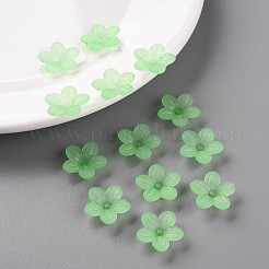 つや消しアクリルビーズキャップ  5花びら  花  薄緑  19.5x20x5.5mm  穴：1.6mm  約740個/500g&nbsp;MACR-S371-08A-733
