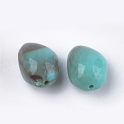 アクリルビーズ  天然石風  ナゲット  ダークターコイズ  10~18x9~13x7~11mm  穴：1.5mm&nbsp;OACR-S029-019H
