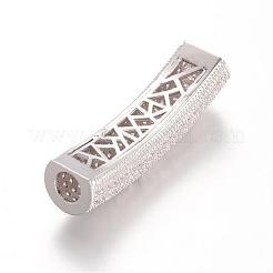 Brass Micro Pave Cubic Zirconia Tube Beads&nbsp;KK-E673-008P